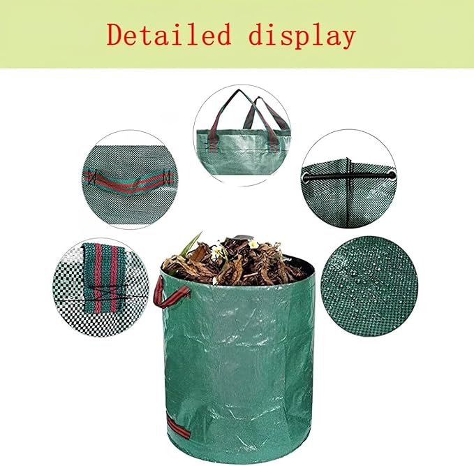2-Pack 80 Gallon (33H x 26D Inches) Reusable Standable Yard Waste Bags with 4 Handles for Leaves, Debris, Grass Clippings, Garden Trash