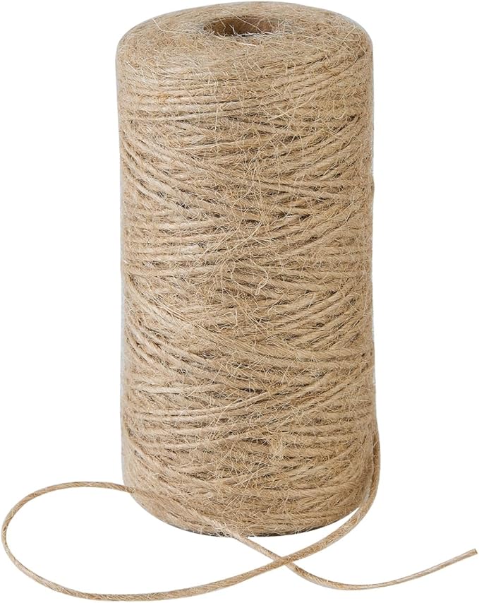 1mm 328 Feet Natural Jute Twine, for Crafts Gift, Craft Projects, Wrapping, Bundling, Packing, Holiday Packaging Twine, Gardening and More, Jute Rope to Use Around The House and Garden