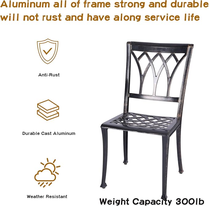 JARDIN DE CENTENNIAL 3-Piece Patio Bistro Furniture Set Cast-Aluminum Bistro Table Set for Lawn,Garden,Backyard…(Dining SETCopper)