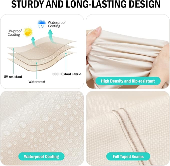 Tall Adirondack Chairs Set Cover,Waterproof Covers for Tall Adirondack Chair Set of 2,Outdoor Cover for Poly Balcony Chair with Connecting Tray,80" Wx30 Dx49 H,500D,Beige