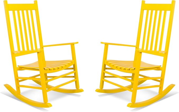 Shine Company Vermont Rocking Chairs, Outdoor Front Porch Rocker Set of 2, Lemon