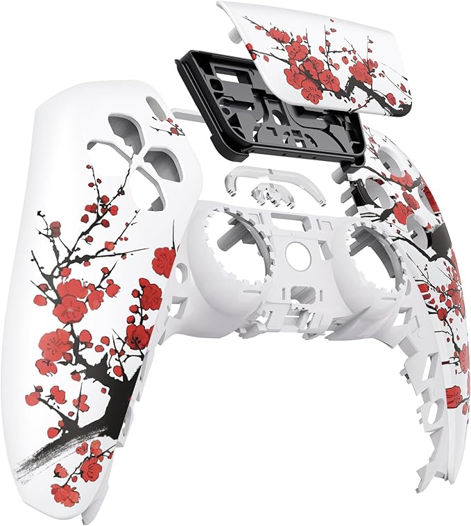 eXtremeRate Winter Blossom Front Housing Shell with Touchpad Compatible with p s 5 Controller BDM-010 020 030 040 050, DIY Replacement Shell Custom Touch Pad Cover Compatible with p s 5 Controller