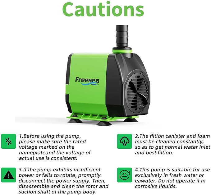FREESEA Pond Submersible Water Pump: 1050GPH 100W Adjustable Ultra Quiet Fountain Pump with 6.5ft Tubing for Aquarium Fish Tank | Outdoor | Small Pond | Waterfall | Hydroponics