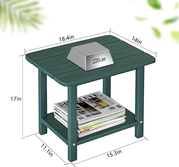 3-Piece Folding Adirondack Chair Set - 38" Extra Tall Back & Embossed Wood Grain, Oversized HDPE Patio Furniture with Side Table & Cup Holders, 380lb Heavy Duty, Green