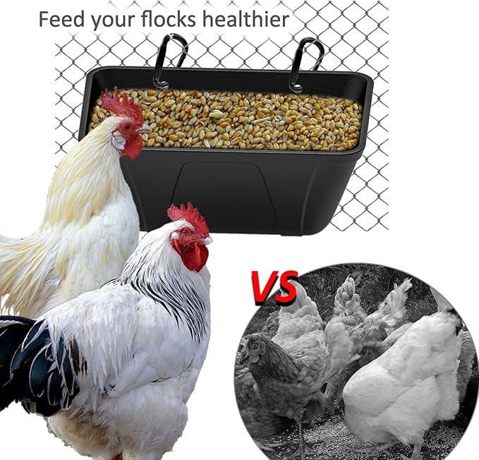 Fence Hanging Chicken Feeder for Duck, Piglets, Goat Feeder Poultry Feeding Container for Livestock Feed Trough Water Bucket(4)