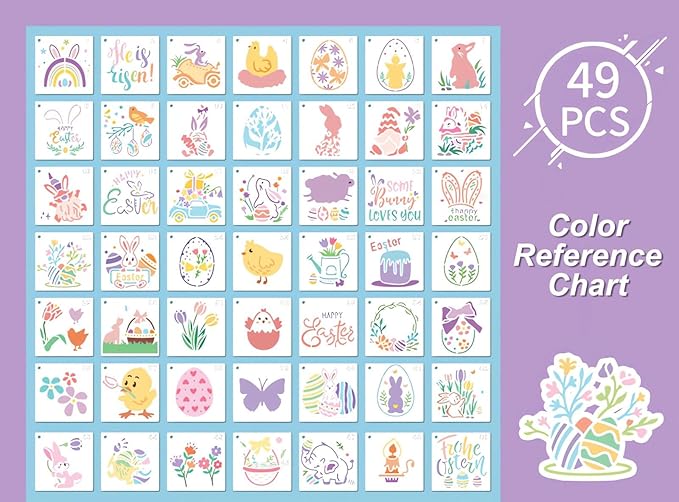 Easter Stencils for Painting - 49PCS Bunny & Egg Patterns, Small Stencils for Crafts & Home Decor