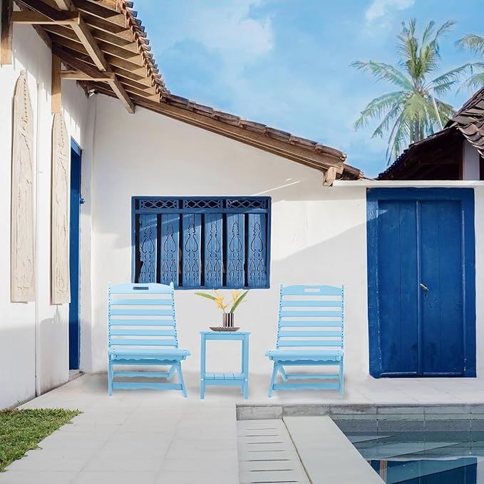 IVY&LANE Portable Xavier-Chairs Set of 2 | Folding-Adirondack-Chair | Wave | HDPE Plastic | Limited Edition | Arctic | All-Weather Resistant | for Outdoor Fire-Pit Patio Lawn Beach Poolside