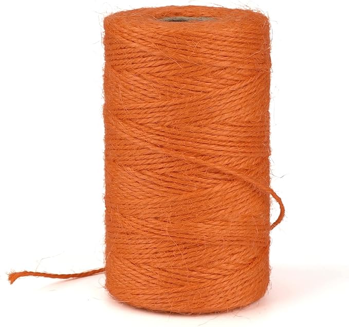 KINGLAKE Natural Jute Twine - 328 Feet, Durable Packing String, Orange