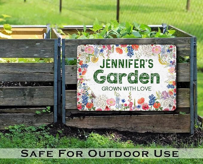 Personalized Metal Signs with Name Made in USA Custom Vintage Garden Sign Waterproof Vintage Decorative Metal Print for Wall Decor Customized Home Garden Ideas Gifts Artwork Prints for Yard Ourdoor