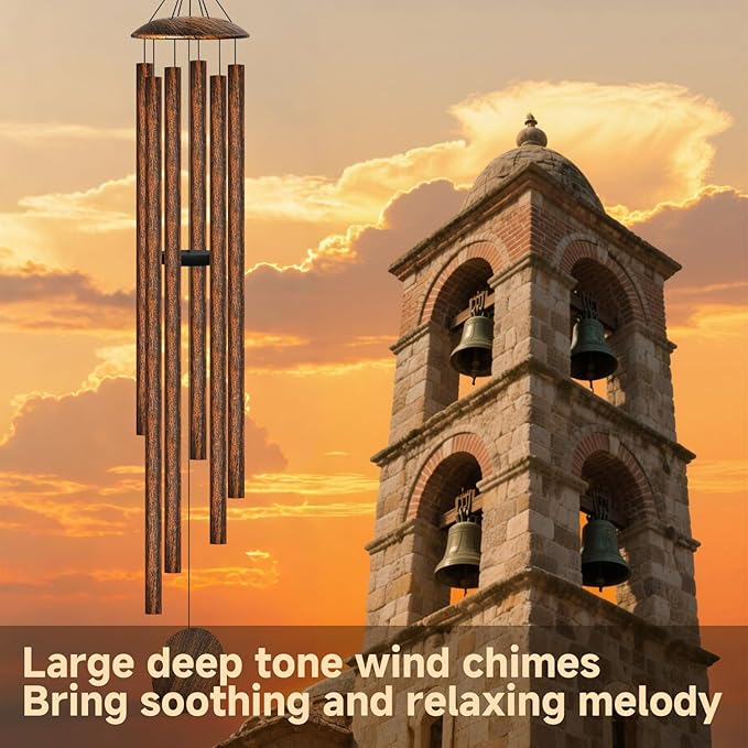 66" Extra Large Wind Chimes for Outside Deep Tone, 6 Thick and Bold Aluminum Tubes Tuned Relaxing Melody Wind Chime, Big Wind Chimes for Garden Patio Decor, Great Gift Idea for Mother's Day (Vintage)