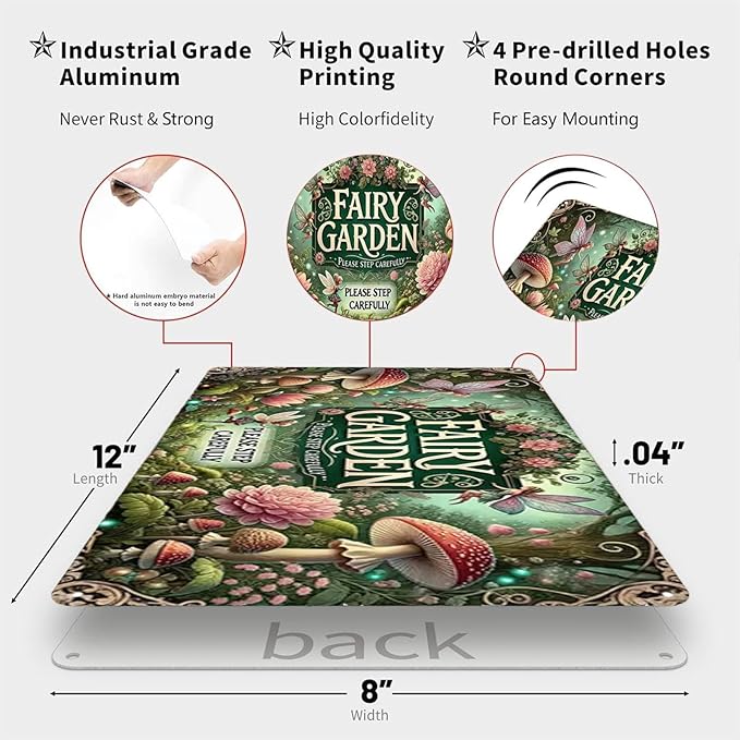 Garden Signs Vintage Metal Sign, Retro Garden Signs for Outside Home Gardening Greenhouse Yard Outdoor Decor 8x12 Inch