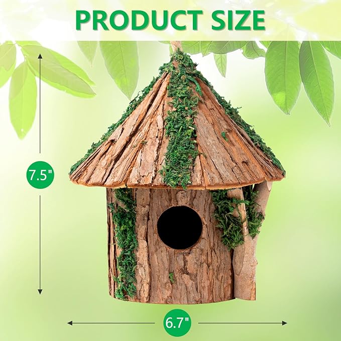 Premium Wooden Bird House, Cedarwood Hanging Birdhouse with Predator Guard, Nesting Box for Wild Bird Viewing, Indoor Decorative or Outdoor Functional Use, Ideal for Birdwatchers, Medium