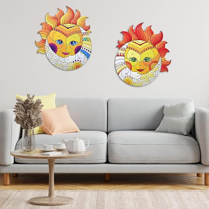 Metal Sun Wall Art Decor,13inches Sun Wall Art Hanging Decoration for Indoor and Outdoor for Room Garden Porch Fence Balcony Patio Decor