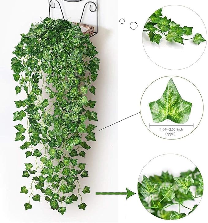 Fake Vines for Room Decor 48PCS Artificial Ivy Garland with Clip 336FT Green Flowers Hanging Plants Faux Greenery Leaves Bedroom Aesthetic Decor for Home Garden Wall Wedding