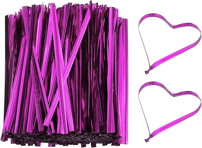 PATIKIL Bag Twist Ties 4 Inch, 800 Pcs Metallic Bread Ties for Treat Plastic Bags Gift Wrapping Candy Coffee Bag Plant Party Cake Favor, Rose Red