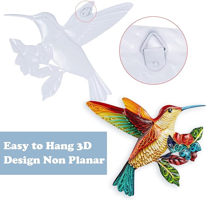 SUNREEK 4 Pack Metal Hummingbird Wall Art, Hanging Birds Outdoor Fence Decorations for Garden Patio Yard Living Room Door Balcony