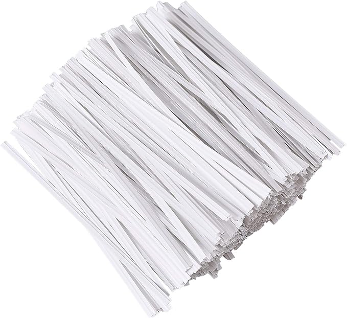 Tangyinrd 500 Pcs 5" White Paper Twist Ties Reusable Bread Ties, for Party Cello Candy Bread Coffee Bags Cake Pops