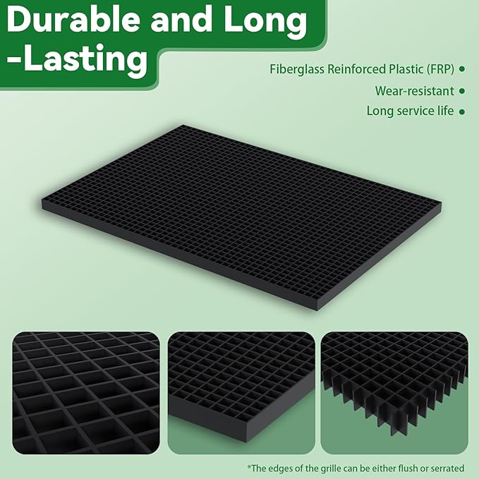24x48 in Fountain Basin Grate, Black Reservoir Grates, for Pond/Water Garden/Waterfall/Fountain, Holds Rock Bubbler and Other Decoration Objects