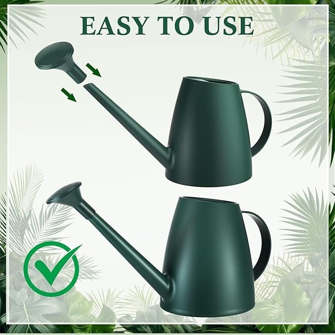 6 Pcs Indoor Watering Can Set 1/2 Gallon Can 6.8 oz Spray Bottle 17 oz Squeeze Bottle Plant Watering Globes Soil Moisture Meter Small Spraying Set for Indoor Outdoor Plants (Dark Green)