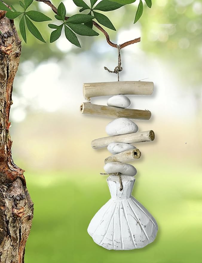 Shell Driftwood Hanging Coastal Decor - Beach Wood Seashell Garland Indoor Outdoor Patio Garden Gift 15"