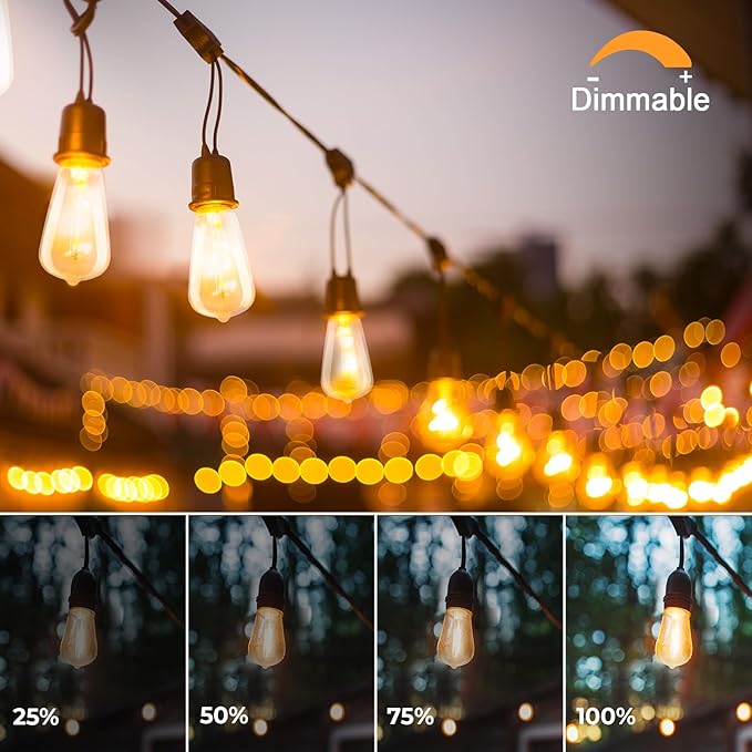 48 Pack ST38 LED Replacement String Light Bulbs, 1Watt Equivalent to 7Watt Traditional Bulb, Shatterproof E12 LED Bulb for Outdoor Patio Garden Vintage String Lights, 2700K, Dimmable