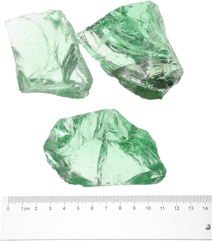 uxcell Fire Glass for Fire Pit, 5-8cm(2"-3.1") High Luster Reflective Glass Rocks for Natural or Propane Fireplace, Safe for Outdoors and Indoors Fire Pit Glass, Light Green, 400g/14oz