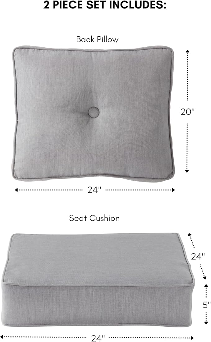 Greendale Home Fashions Outdoor 2-Piece Sunbrella Premium Deep Seat Cushion Set, Canvas Granite