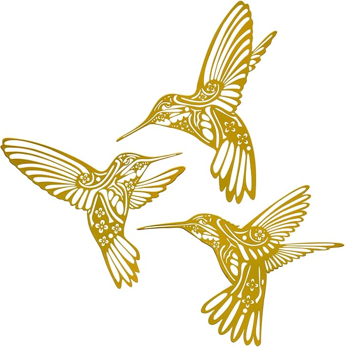 Metal Hummingbird Outdoor Wall Art Decor-Colorful Birds Wall Decorations Hanging Decor Ornaments-Modern Abstract Silhouette Wall Sculpture for Kitchen Patio Bedroom Living Room Bathroom Fence Balcony