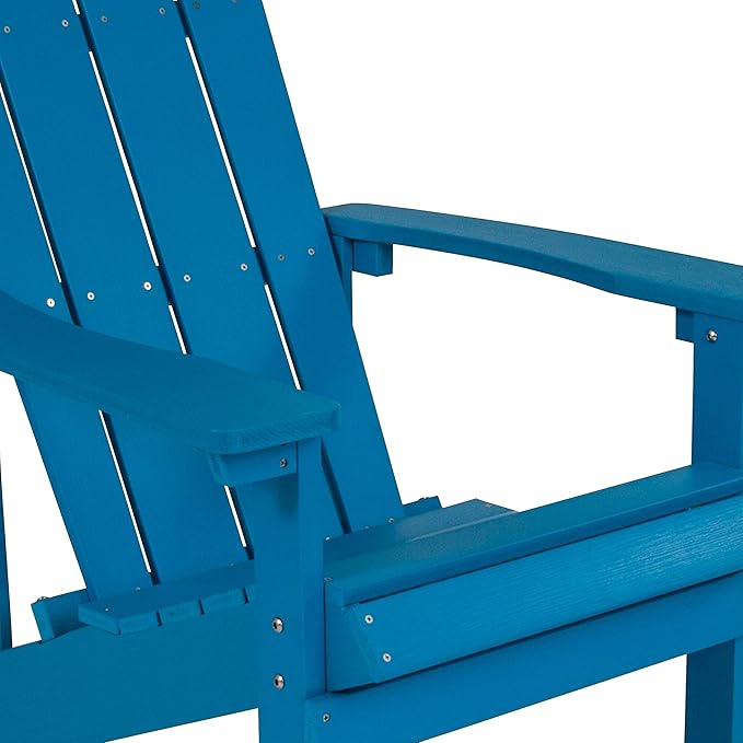 Flash Furniture Charlestown Poly Resin Adirondack Chair - Blue - All Weather - Indoor/Outdoor - Set of 2