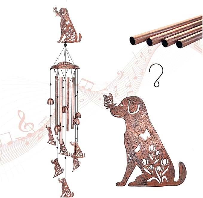 Dog Wind Chimes Outdoor Dog Gifts for Women/Men/Mom/Grandma/Wife/Friends Birthday Gifts Memorial Gift Metal WindChimes for Outside/Indoors, Home, Lawn, Porch, Patio, Garden Decor, Yard Decorations