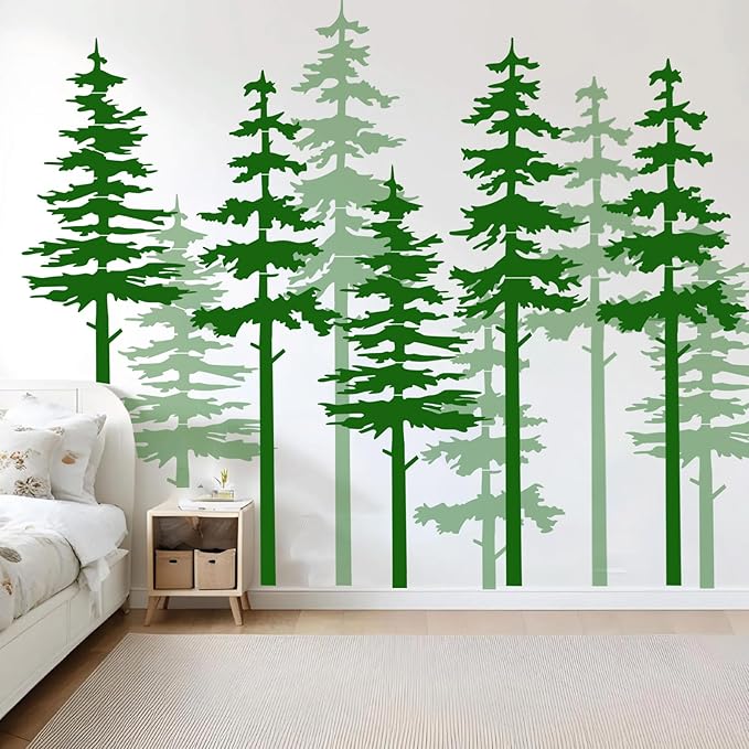 Large Pine Tree Stencils for Painting on Wood Fence 39” Giant Wall Stencils Skinny Tree Mural Draw Templates for Walls Window Furniture