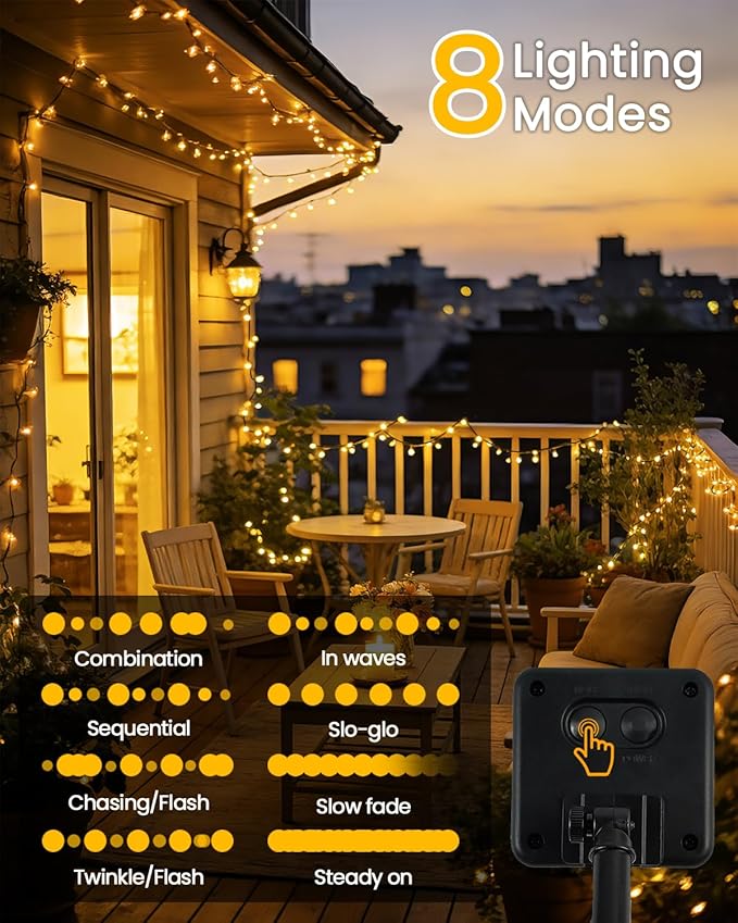 OZS 6 Pack 480LED Solar Christmas String Lights Outdoor, Waterproof 8 Modes Solar Tree Light, Green Wire Christmas Lights Outdoor for Garden, Party, Wedding, Christmas Decorations (Warm White)