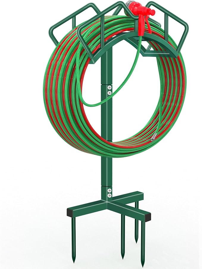 Super Stable Garden Hose Holder, Detachable Water Hose Holders, Hose Storage Stand Holds 150-Feet Hose, Free Standing Water Hose Holders for Outside Yard Lawn (Green)