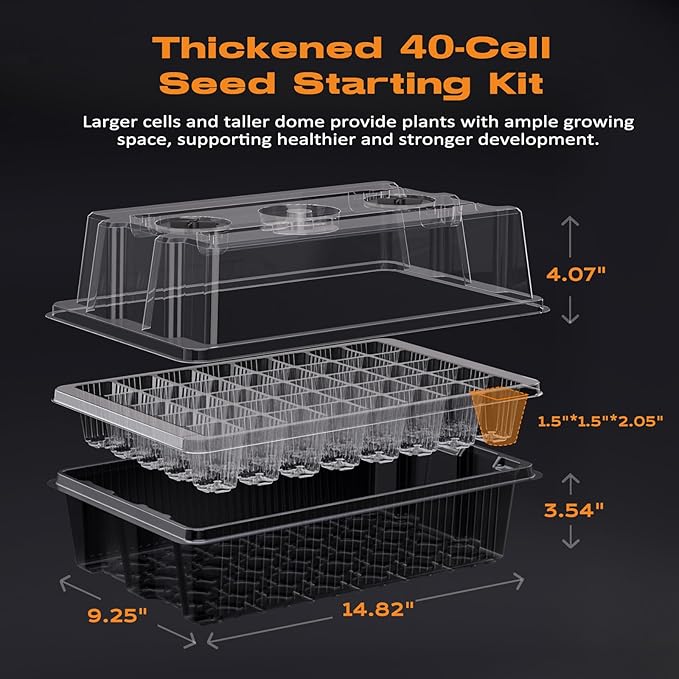 80-Cell Self-Watering Seed Starter Tray with Grow Light, Seed Starter Kit with 4.07” Humidity Dome, Indoor Seedling Starter Tray, Seed Starting Trays for Plant Germination, Seeds Growing