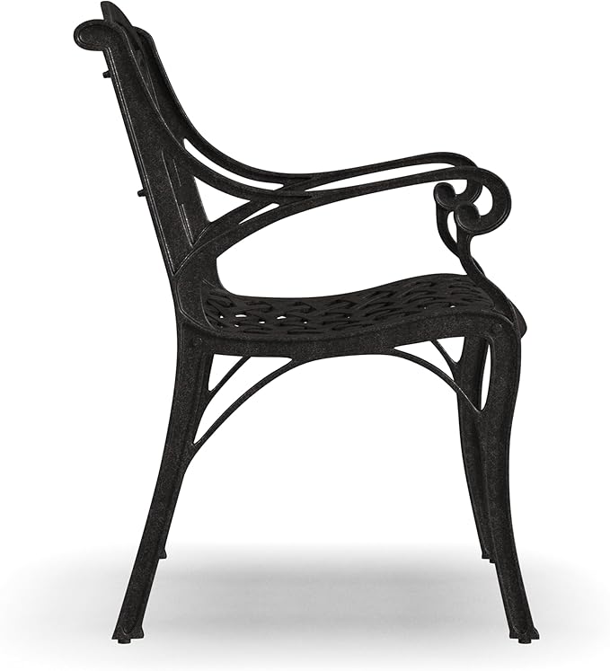 Homestyles Outdoor Cast Aluminum Chairs, 2-Pcs Set, Bronze (Set of 2) with Armrest, Patio Dining Chair Pair for Balcony, Backyard, Deck, Garden