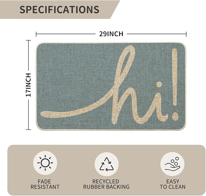 Artoid Mode Sky Blue Hi Doormat, Home Spring Summer Decor Switch Rug Welcome Door Mat Floor Mat 17x29 Inch