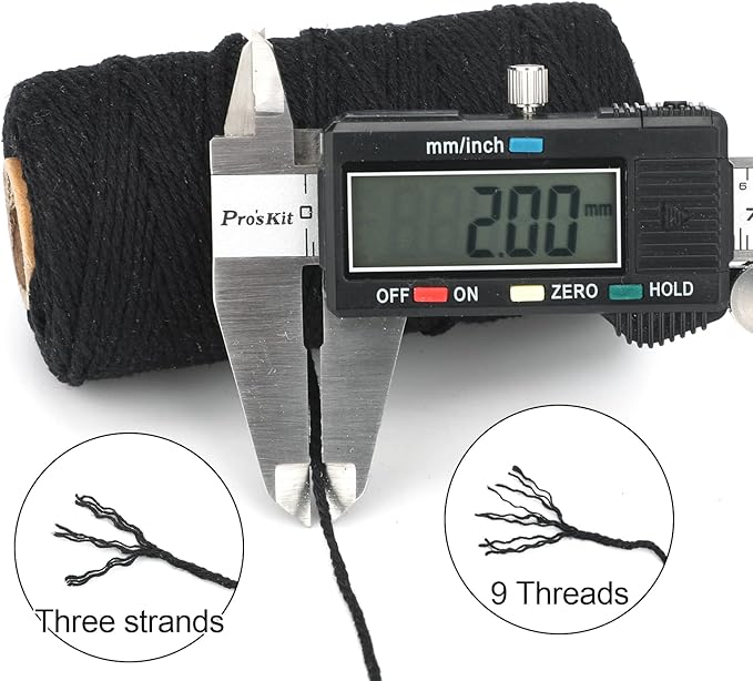 G2PLUS Black String, 2MM 328 Feet Natural Cotton String for Crafts, Black Cotton Bakers Twine String, Packing String for Gift Wrapping, DIY Arts and Crafts, Halloween, Christmas Decor
