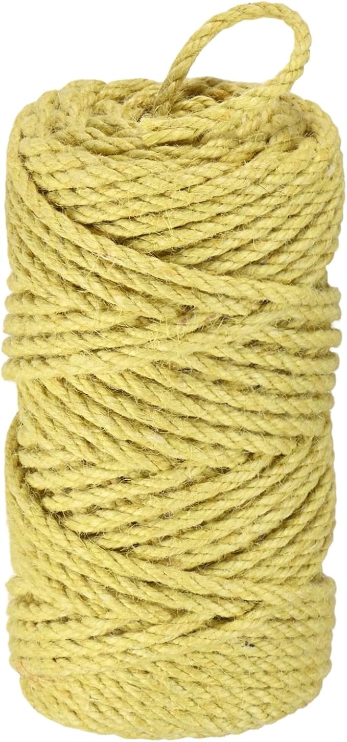 1-Pack Natural Jute Twine String, 4.5mm x 164ft/50m Long Garden Twine String for Crafts/Gift Wrapping/Gardening Plants, Durable Plant Ties Thick Rope [Yellow]