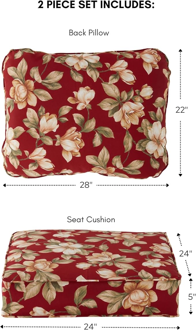 Greendale Home Fashions Outdoor Reversible 2-Piece Deep Seat Cushion Set, Tuscan Floral