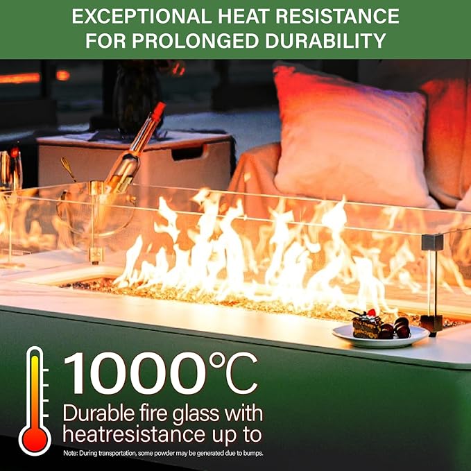NUPICK 5 Pound Fire Glass, 1/4 Inch Reflective Fire Pit Glass, Tempered Firepit Glass Rock for Propane or Natural Gas, Glass Rocks for Fire Pit Table, Fireplace Glass for Landscaping, Green