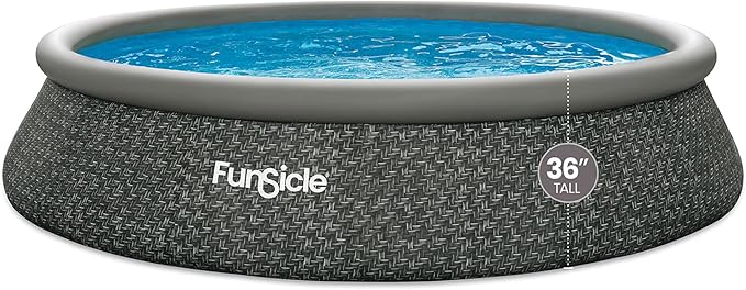 Funsicle Quickset 15ft x 36in Round Inflatable Above Ground Swimming Pool with Filter Pump – Easy Setup with Top Ring Design