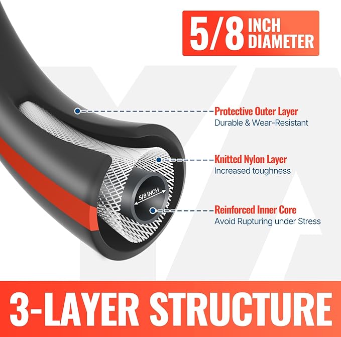 YAMATIC Short Garden Hose 15 ft x 5/8 in, Female to Female Leader Hose Extension 2 in 1 Dual Use with Solid Brass Connector, Lightweight All-Weather for Water Hose Reel