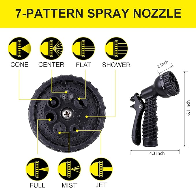 FOXEASE Metal Water Hose 100 ft - Stainless Steel Water Hose with 2 Nozzles, Lightweight, Tangle Free & Kink Free, Heavy Duty, High Pressure, Flexible, Dog Proof