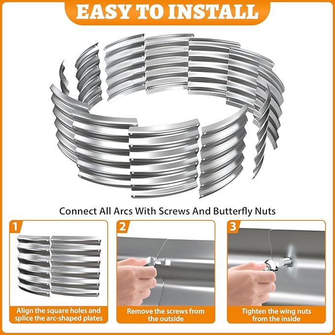 Metal Fire Pit Ring/Bonfire Fire Ring- 48 Inches Diameter, 0.7 MM Thick,1.5 ft High, Durable and Stylish for Outdoor Fire Pits,Patios and Camping (Silver, 4X4X1.5 ft)