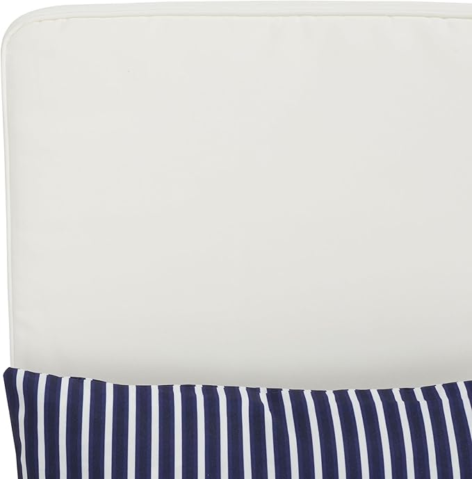 SAFAVIEH Outdoor Collection Palmdale Grey Solid Wood/Beige Cushion with Striped Pillow Chaise Lounge Chair (PAT7015F)