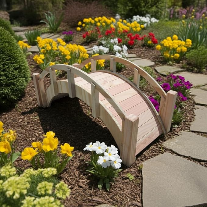 SamsGazebos Miniature Japanese Wood Garden Bridge 25 Inches Unfinished