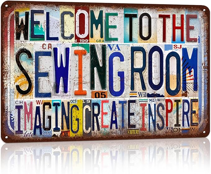 Vintage Sewing Room Wall Decor Welcome to The Sewing Room Metal Sign Tin Signs Poster - imaging create inspire