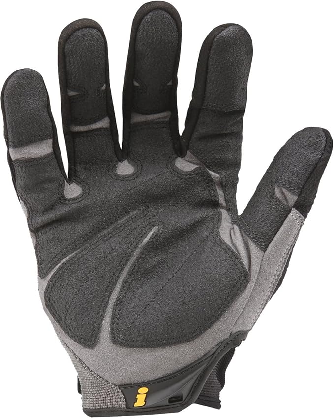 Ironclad Heavy Utility Work Gloves HUG, High Abrasion Resistance, Performance Fit, Durable, Machine Washable, (1 Pair), SMALL Black & Grey