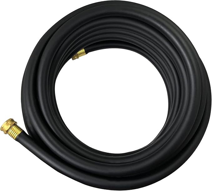 Flexon Flextreme 5/8" x 50ft Black Synthetic Performance Rubber Garden Hose – Lightweight, All-Weather Flexibility, Heavy-Duty, Kink-Resistant, Solid Brass Couplings, Watering Hose for Lawn & Garden