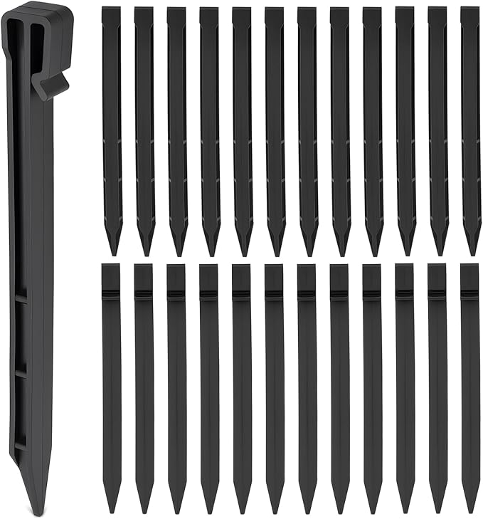 Landscape Edging Garden Stakes, Heavy Duty Plastic Yard Stake, 10 Inch Landscape Stakes for Gardening and Landscaping(50 Pcs, Black)